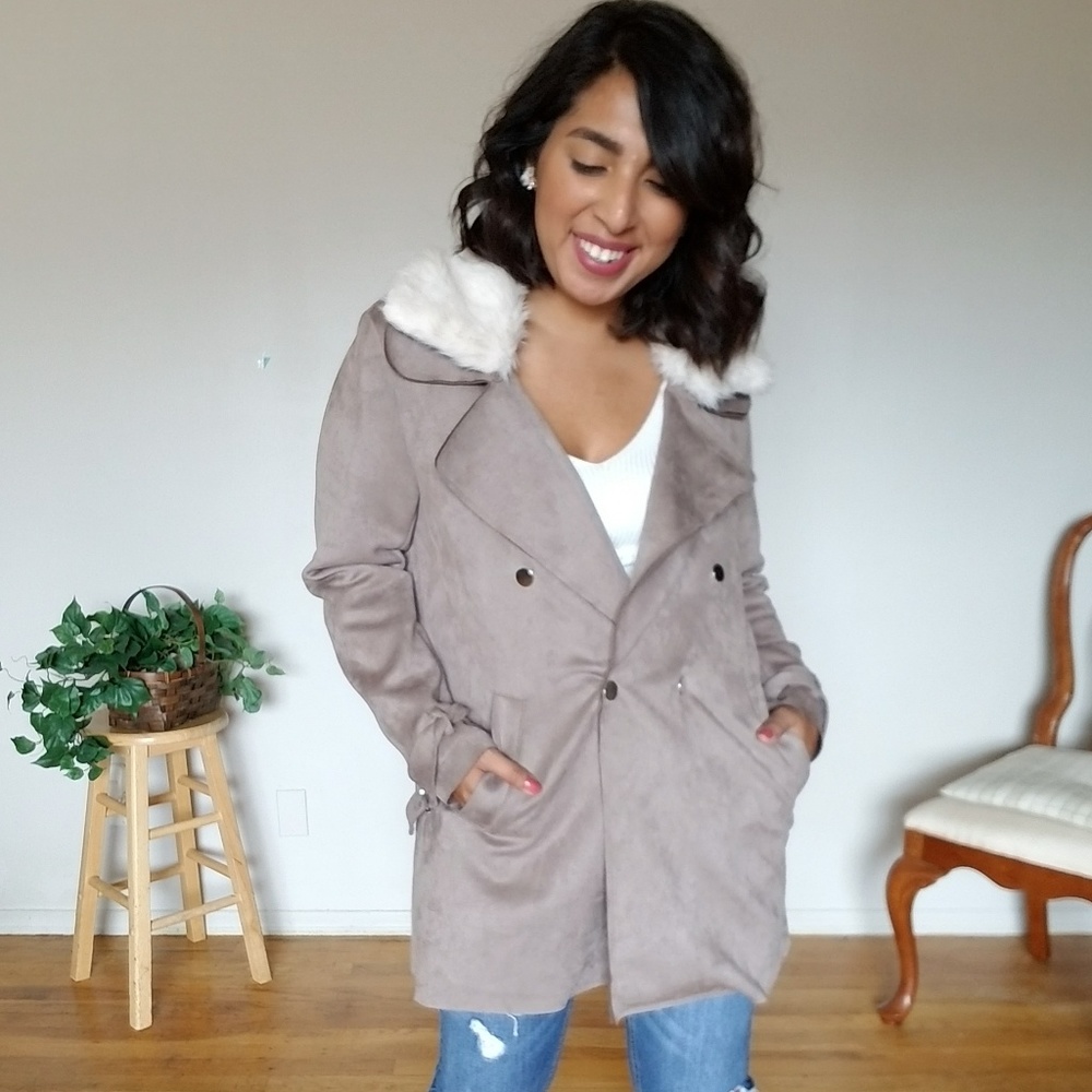 OVERSIZED BOYFRIEND TAUPE JACKET - Picture 10 of 15